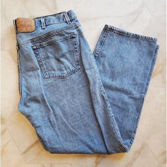 Levi's 501 Original Fit Mens 42x32 Denim Button Fly Blue Jeans USA NEED REPAIR - Picture 1 of 8